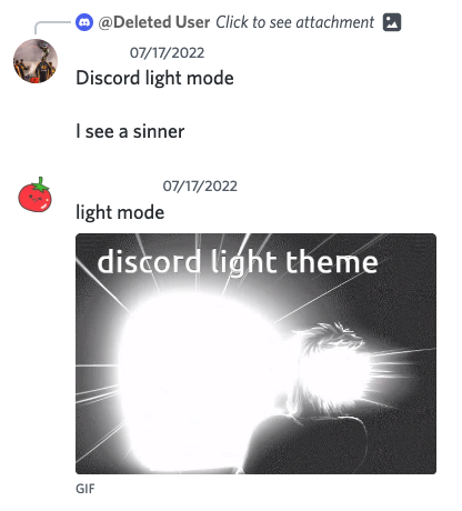 Someone calling discord light mode users sinners