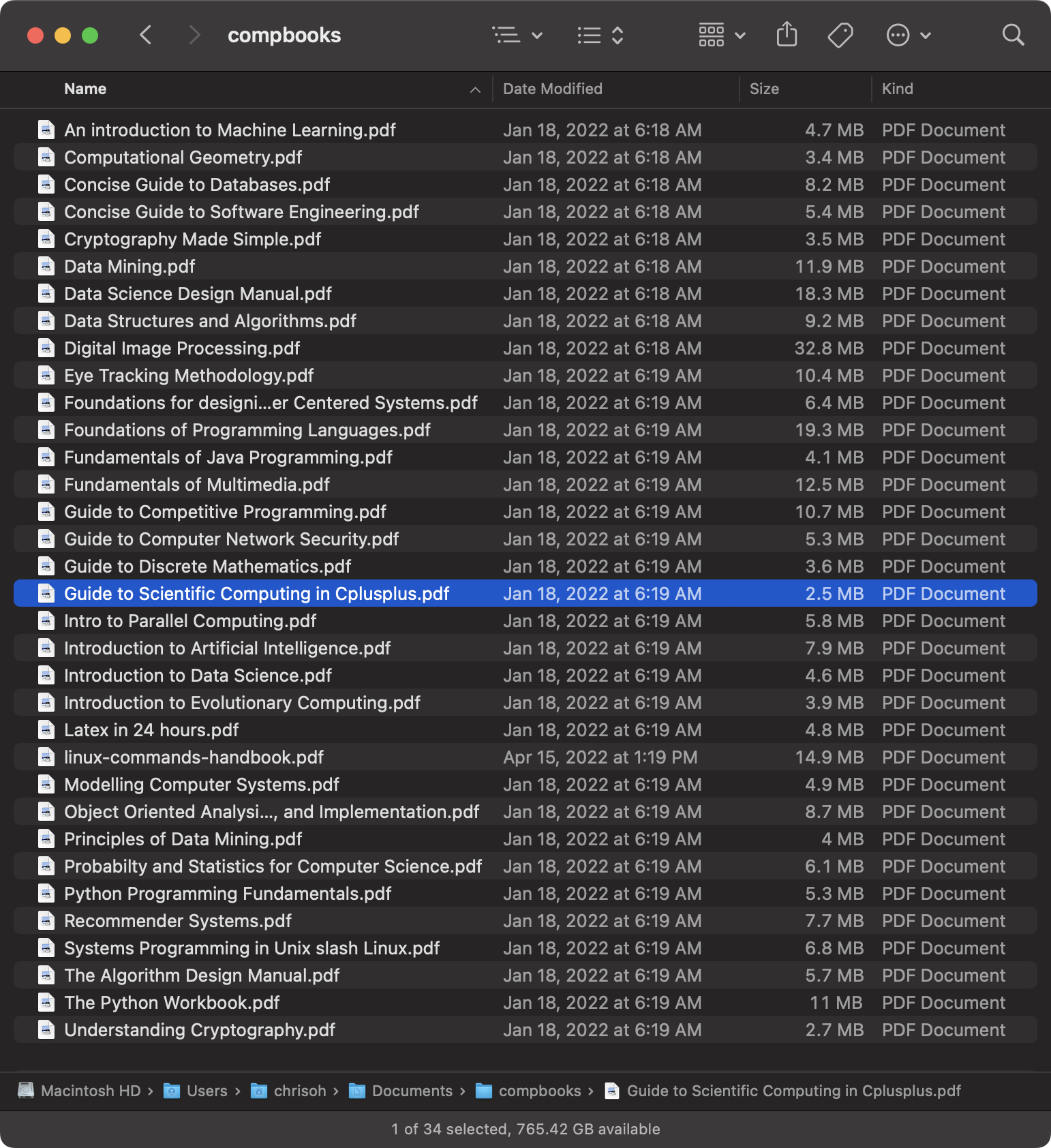A list of 35 computer science ebooks.